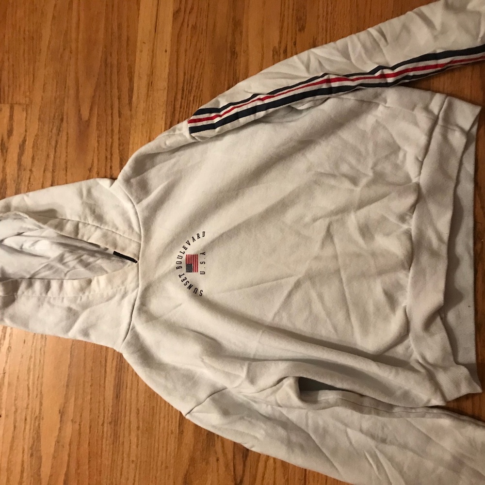 white sunset boulevard cropped hoodie